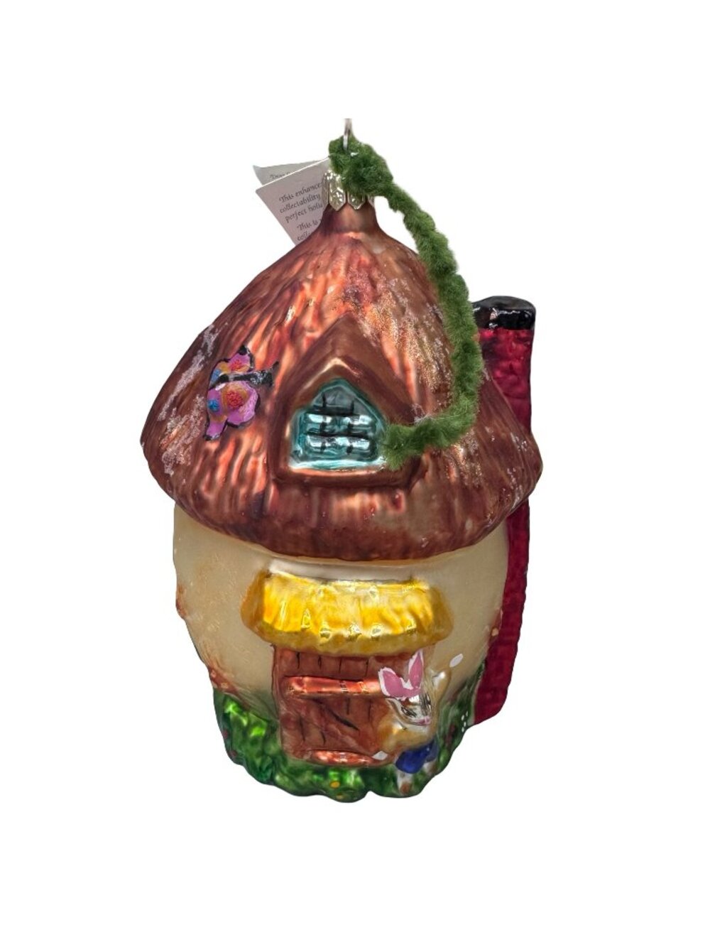 Christopher Radko Glass Shroom with a view Cottage Ornament Bunny Design 6" Boho